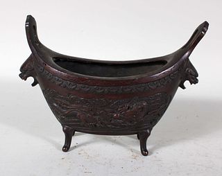 Chinese Bronze Footed Incense Urn