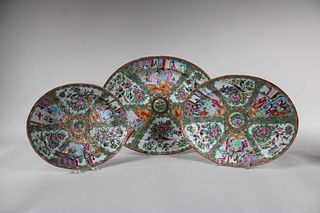 Three Chinese Famille Rose Oval Trays