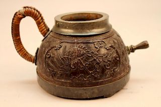 Antique Carved Chinese Teapot