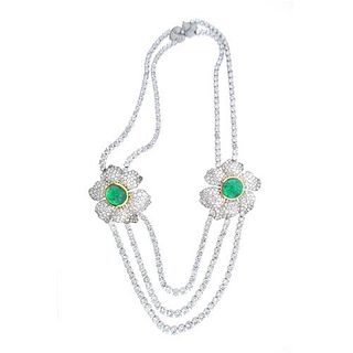 86.50 Ct. Diamond & Emerald Necklace