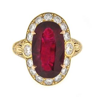 5.51 Ct GRS Certified Ruby & Diamond Ring