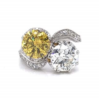 Fancy Vivid Yellow GIA Certified Diamond Ring