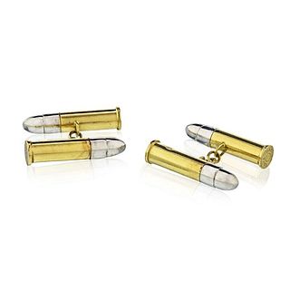 CARTIER FRENCH PLATINUM 18K GOLD BULLET CUFF LINKS