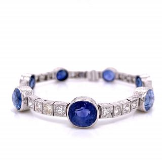 Art Deco Ceylon Sapphire and Diamond Bracelet