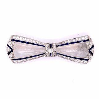 Cartier Art Deco Platinum Diamond Sapphire Brooch