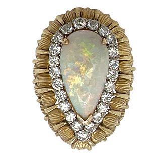 8.50 Carat Opal Diamond 14k Yellow Gold Ring