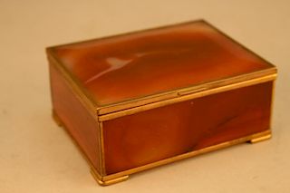 20th C. Amber Jewelry Box w/ Bronze Mounts