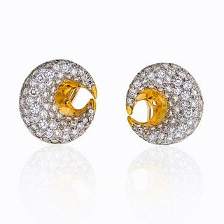 18K ROSE GOLD CRESCENT PAVE 4CT DIAMOND EARRINGS