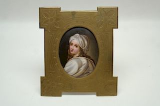 19th C. European Framed Painting on Porcelain