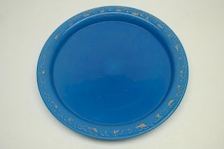 Large French Opaline Gilded Dish