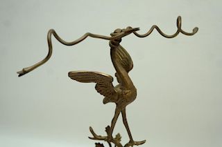 19th C. Pair of Footed Bronze Stork/Snakes