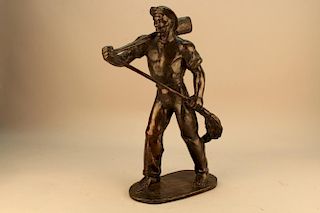 Signed Bronze "Working man w/ Shovel & Mod"