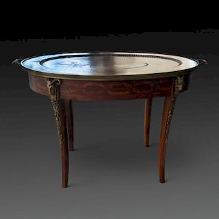 19th C. French Inlaid Bronze Mounted Tea Table