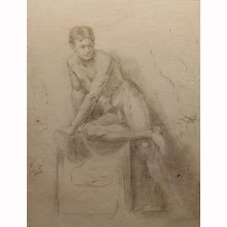 19th C. French School Male Drawing