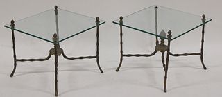 A Midcentury Pair Of Gilt Metal Bagues Style
