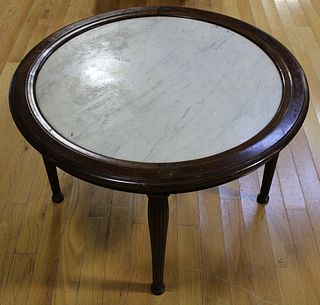 Antique Mahogany Coffee Table With Marble Insert.