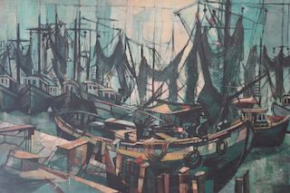Barbara Neustadt  (1922-) "Abstract Fishing Fleet"