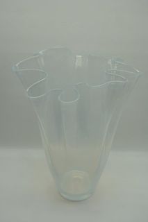 Large Opaline Glass Handkerchief Vase