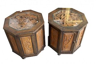 Pair of 20th C. Chinese Octagonal Tables
