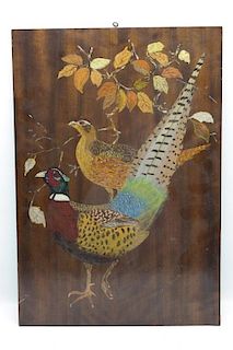 20th C. Painting on Panel of Birds Signed