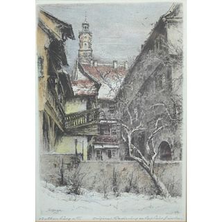 Paul Geissler (1881-1965) Colored Etching