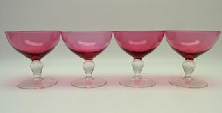 (4) Cranberry Glass Goblets