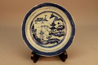 Antique Chinese Blue/White Dish (as is)