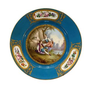 Antique French Sevres Porcelain Plate
