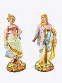 Pair of Paul Duboy Painted Bisque Porcelain Figurines