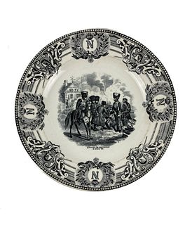 Napoleonic porcelain plate signed Boch Freres Keramis