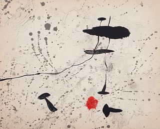 Miró, Joan Tracé sur l'eau. Suite d'aquarelles. Mit 1 Lithographie (Umschlag), 2 lithographischen Tafeln auf Transparentblättern sowie 14 lithographis