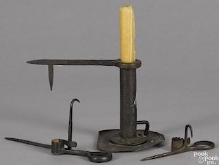Two iron sticking tommy candlesticks, early 19th c.