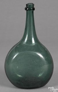 Blown green aqua glass bottle, late 18th/early 19th c., 11 3/4'' h.