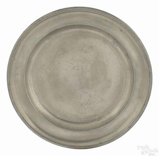 Providence, Rhode Island pewter charger, ca. 1785, bearing the touch of Samuel Hamlin, 13 3/8'' dia.