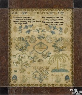 Chester County, Pennsylvania silk on linen sampler, early 19th c., 19 1/2'' x 16''.
