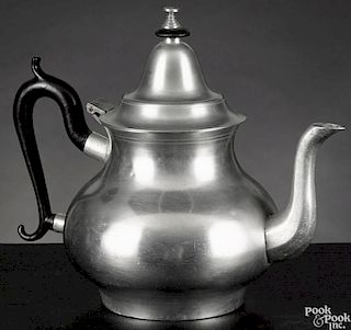 Dorchester, Massachusetts pewter pear-shaped teapot, ca. 1840