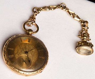 ROSKELL GOLD POCKET WATCH & FOB, c. 1820