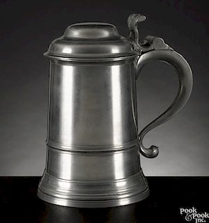 Hartford, Connecticut pewter tankard, ca. 1840, bearing the touch of Thomas and Sherman Boardman
