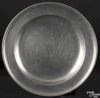 New York or Connecticut pewter charger, ca. 1780, bearing the touch of Frederick Bassett