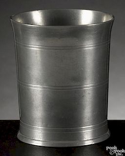 Castleton, Vermont pewter beaker, ca. 1810, bearing the touch of Ebenezer Southmayd, 4 3/8'' h.