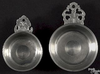 Two Springfield, Vermont pewter porringers or tasters, ca. 1805, bearing the touch of Richard Lee