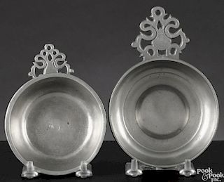 Two New England pewter porringers, early 19th c.