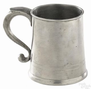 Philadelphia pewter mug, ca. 1820, bearing the touch of John H. Palethorp, 4'' h.