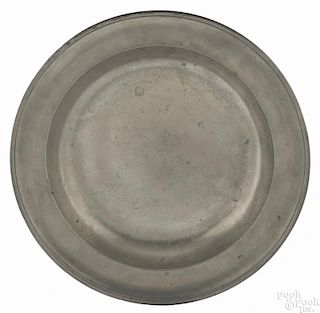 New York pewter deep dish, ca. 1785, bearing the touch of Peter Young, 13 1/2'' dia.
