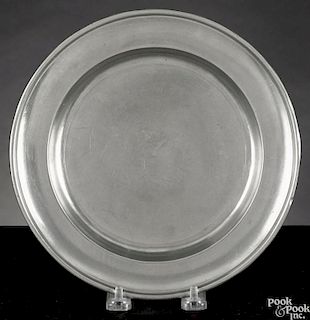Baltimore, Maryland pewter plate, ca. 1825, bearing the touch of Samuel Kilbourn, 8 5/8'' dia.