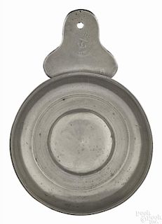 Newport, Rhode Island pewter tab handle porringer, ca. 1795, bearing the touch of Thomas Melville