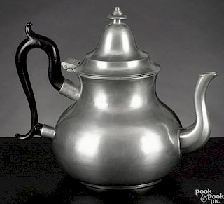 Boston, Massachusetts pewter teapot, ca. 1825, attributed to George Richardson