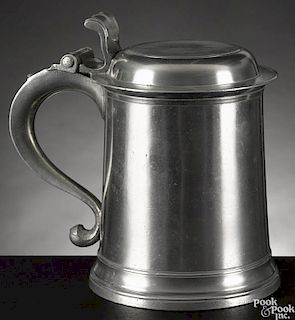 New York pewter tankard, ca. 1780, bearing the touch of Peter Young, 6 3/4'' h.