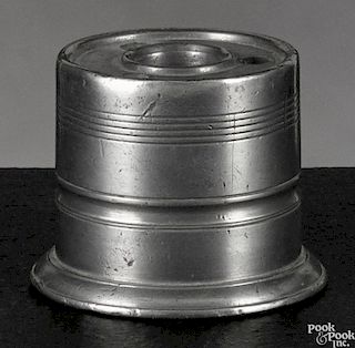 New York pewter inkwell, ca. 1835, bearing the touch of Gaius Fenn, 1 1/2'' h.