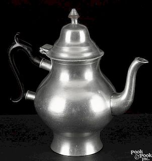Hartford, Connecticut pewter teapot, ca. 1830, bearing the touch of Thomas Boardman, 8 3/4'' h.